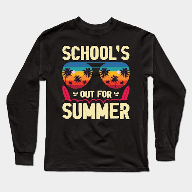 Vintage Style Sunset Summer Dress School's Out For Summer Long Sleeve T-Shirt by Sowrav